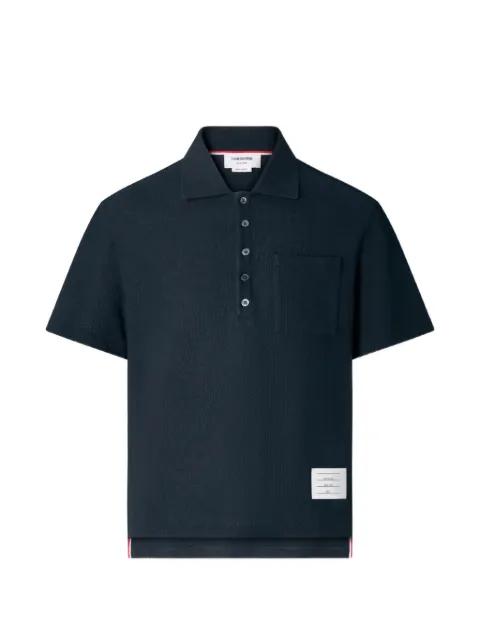 textured-knit chest-pocket polo shirt by THOM BROWNE