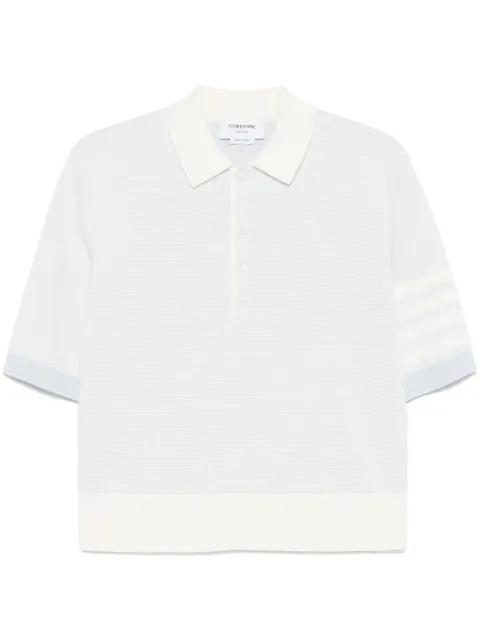 textured stripe stitch 4-bar relaxed fit polo shirt by THOM BROWNE