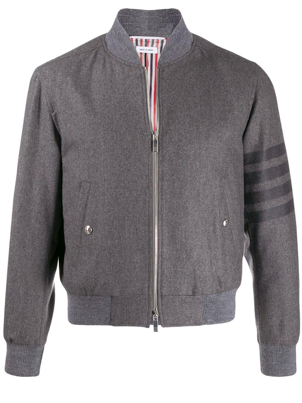 tonal 4-Bar flannel blouson jacket by THOM BROWNE