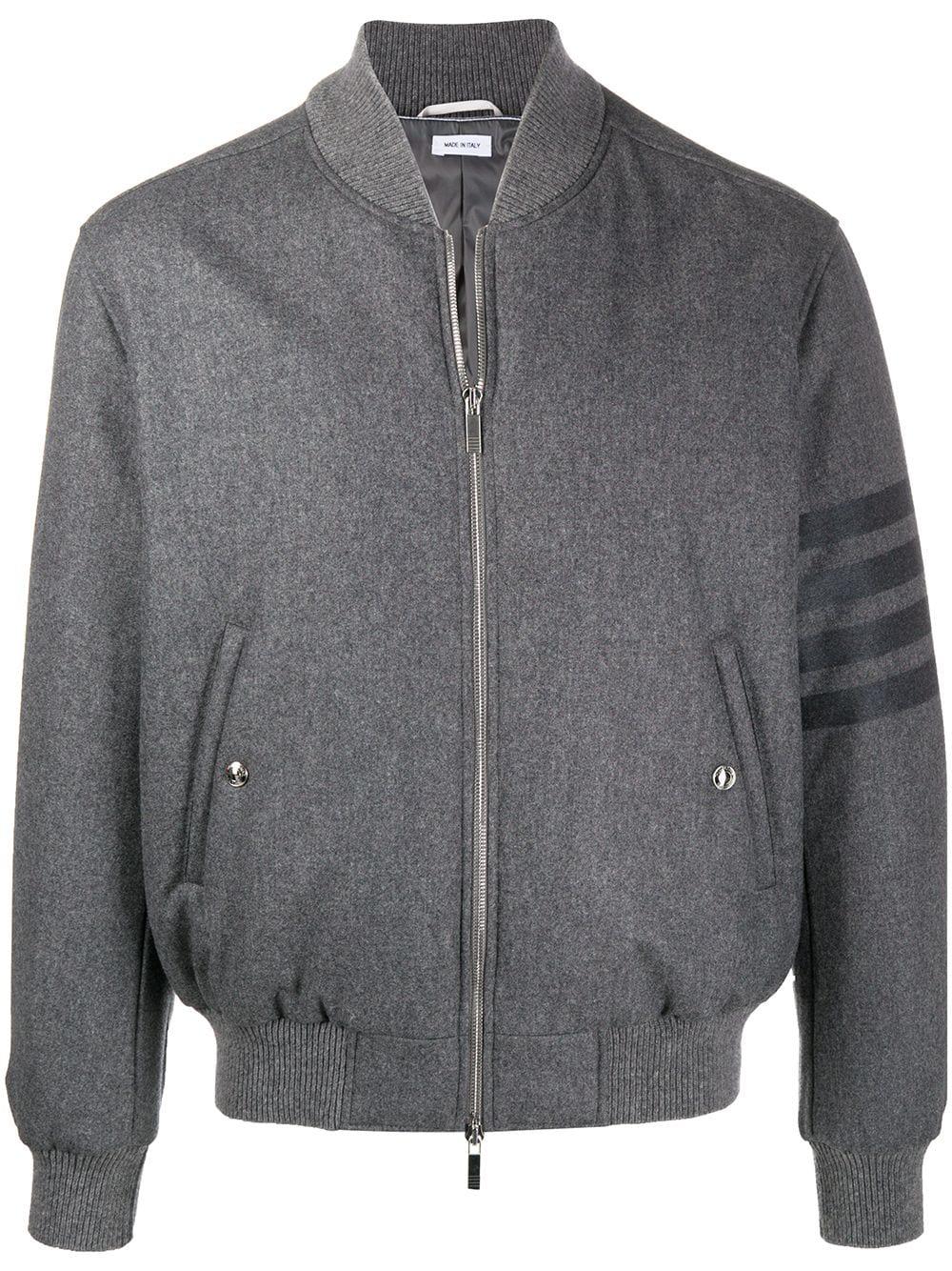 tonal 4-Bar flannel bomber jacket by THOM BROWNE