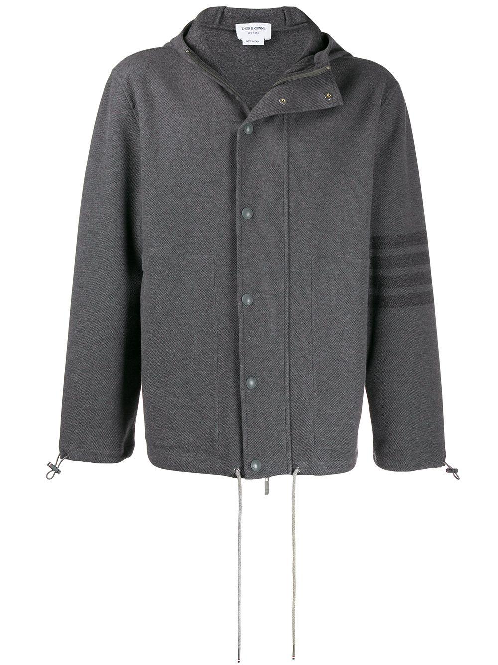 tonal 4-Bar hoodied jacket by THOM BROWNE