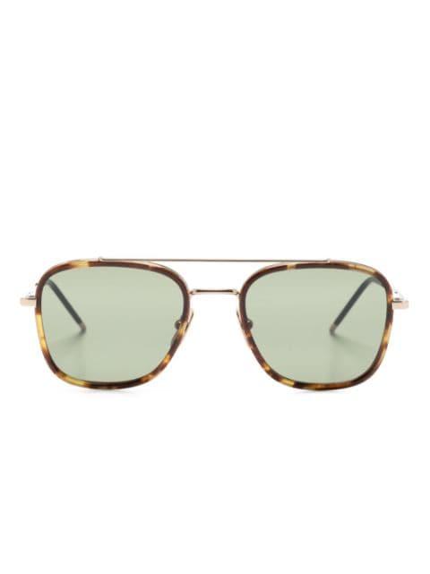 tortoiseshell-detailed pilot-frame sunglasses by THOM BROWNE
