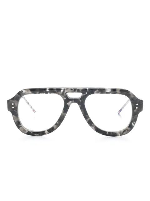 tortoiseshell-effect pilot-frame glasses by THOM BROWNE
