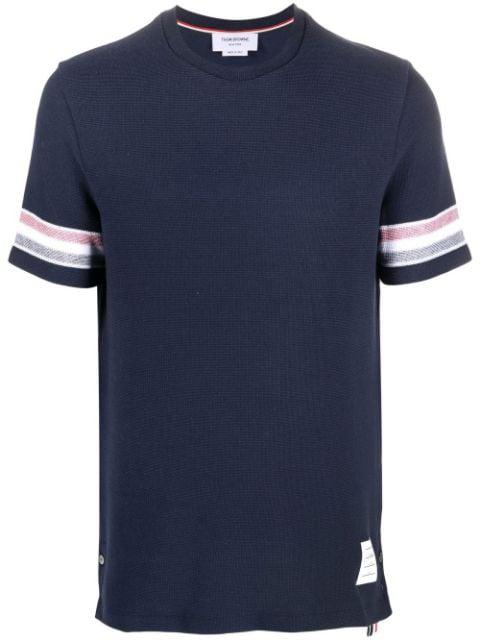 tri-colour striped knit T-shirt by THOM BROWNE