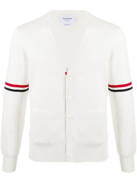 tricolour 4-Bar cardigan by THOM BROWNE