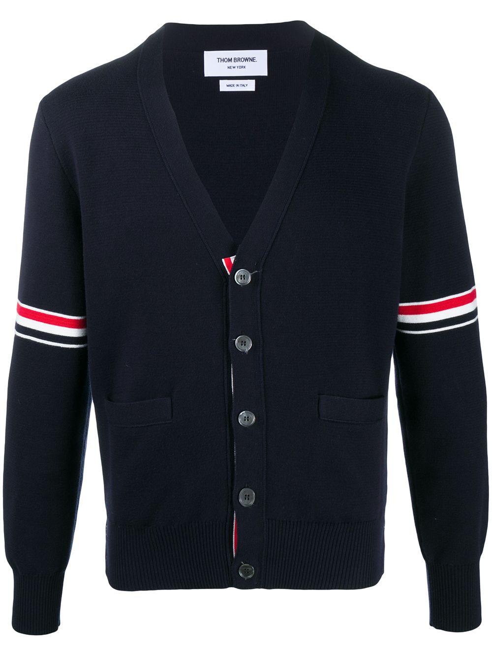 tricolour 4-Bar cardigan by THOM BROWNE