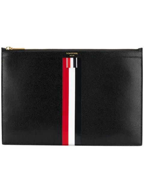 tricolour zipper tablet holder by THOM BROWNE