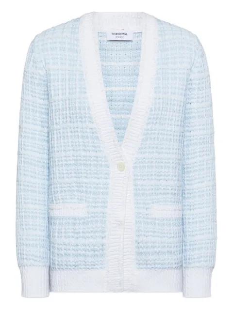 tuck stitch elongated cardigan by THOM BROWNE