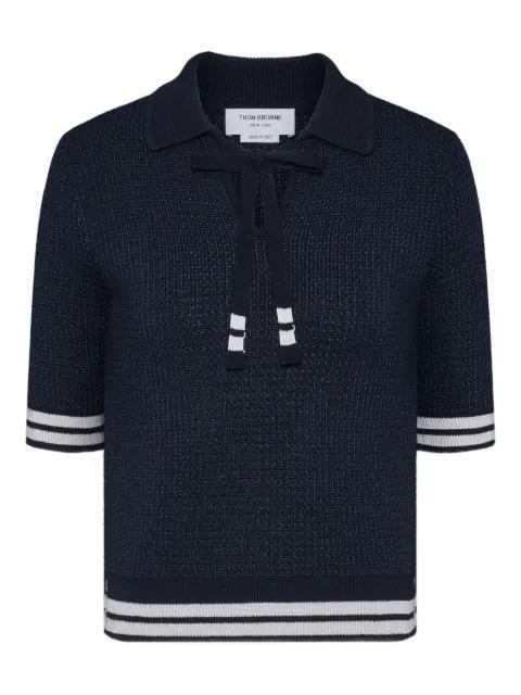 tuck-stitch polo top by THOM BROWNE