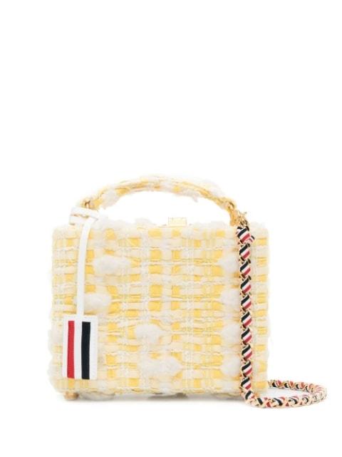 twill pouf tweed micro attaché case clutch by THOM BROWNE