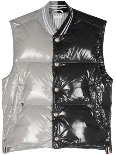 two-tone down gilet by THOM BROWNE