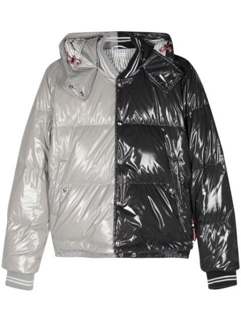 two-tone puffer jacket by THOM BROWNE