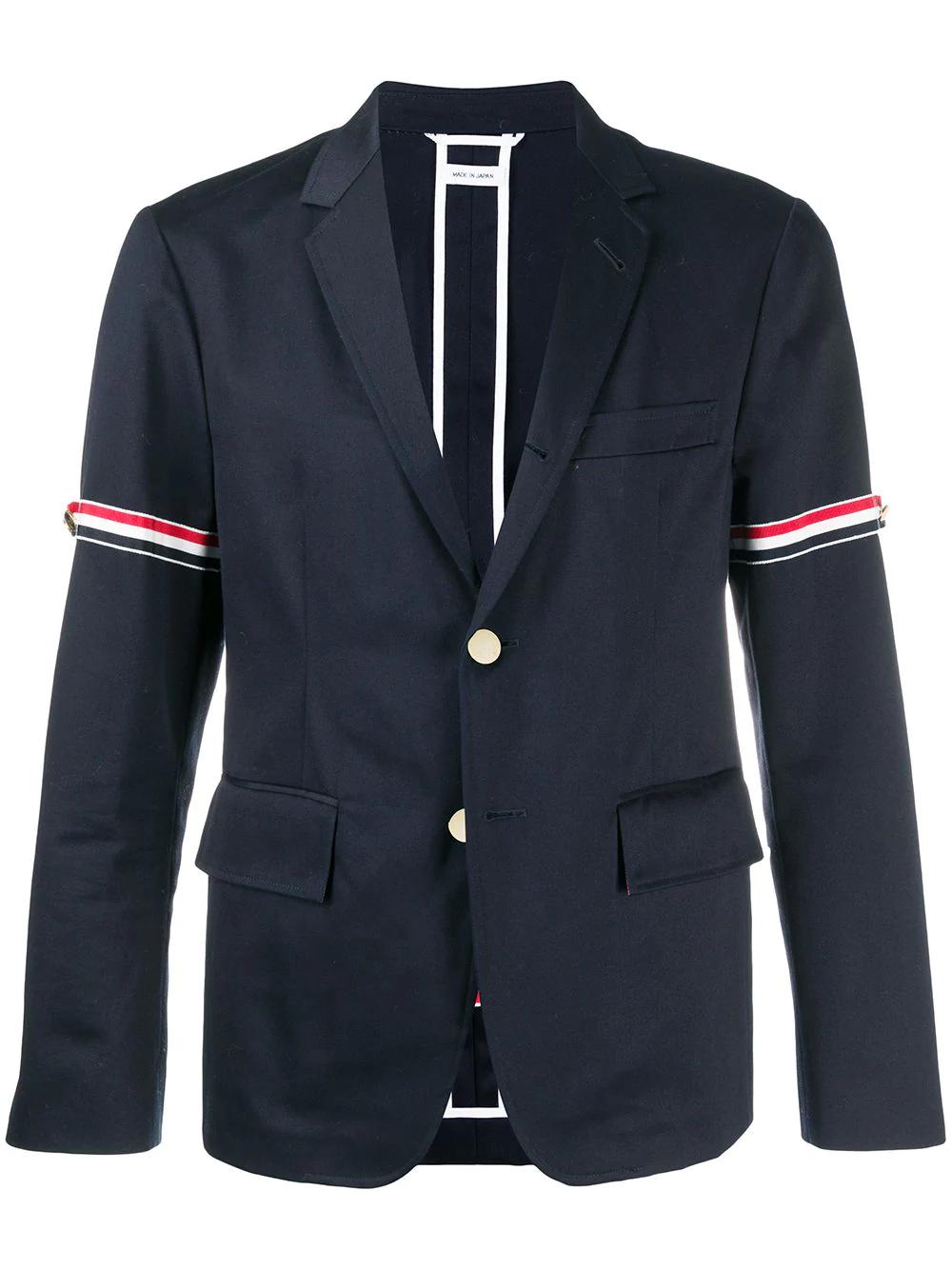 unconstructed grosgrain armband sport coat by THOM BROWNE
