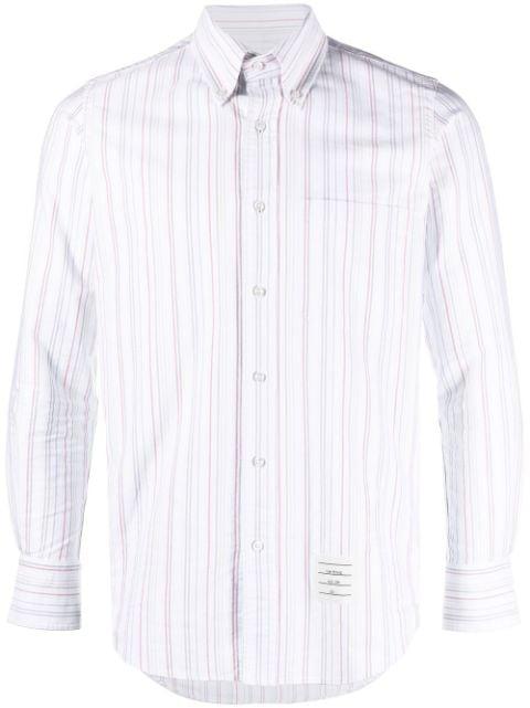 university-stripe long-sleeve shirt by THOM BROWNE