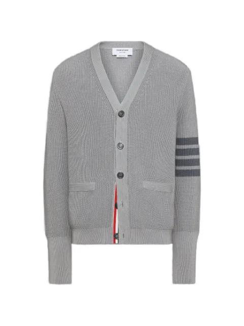 v-neck stripe cardigan by THOM BROWNE