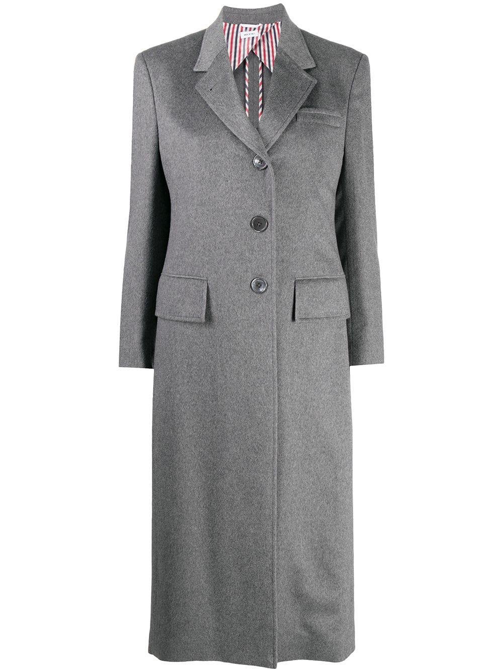 wide lapel cashmere overcoat by THOM BROWNE