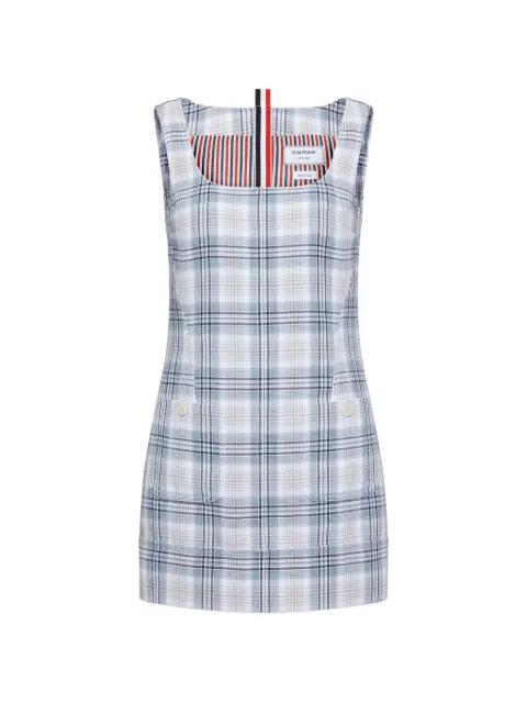 windowpane plaid mini sack dress by THOM BROWNE