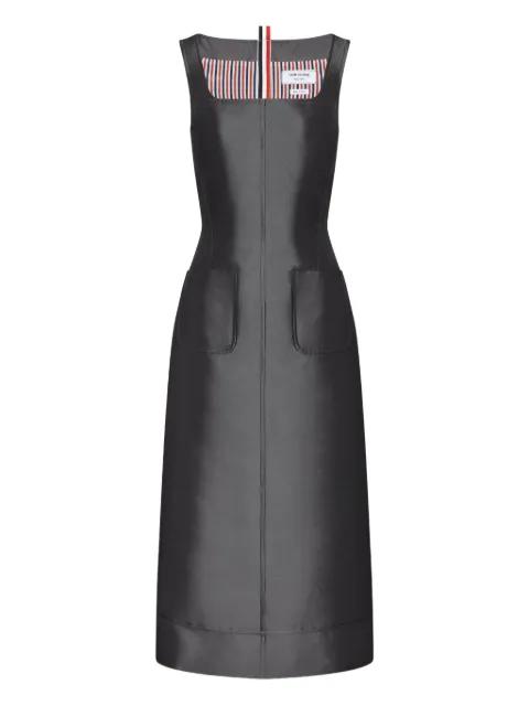 woll and silk square neck colum dress by THOM BROWNE