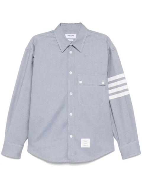 woven flannel 4-Bar oversized shirt by THOM BROWNE