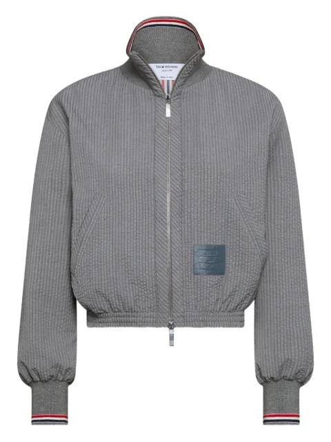 zip-fastening patch-detailed jacket by THOM BROWNE