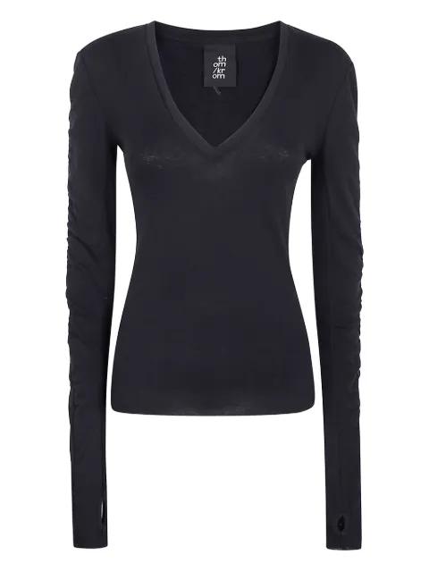 V-neck gathered-sleeve top by THOM KROM