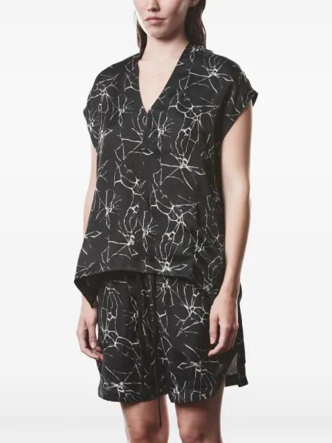 V-neck marble-print blouse by THOM KROM
