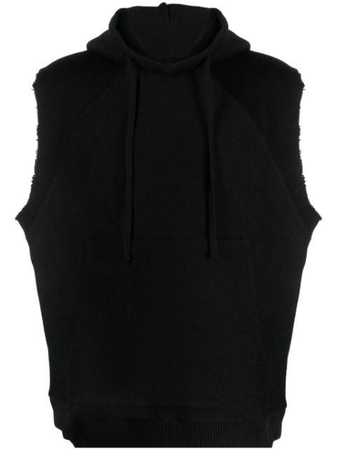raw-cut ribbed-knit sleeveless hoodie by THOM KROM