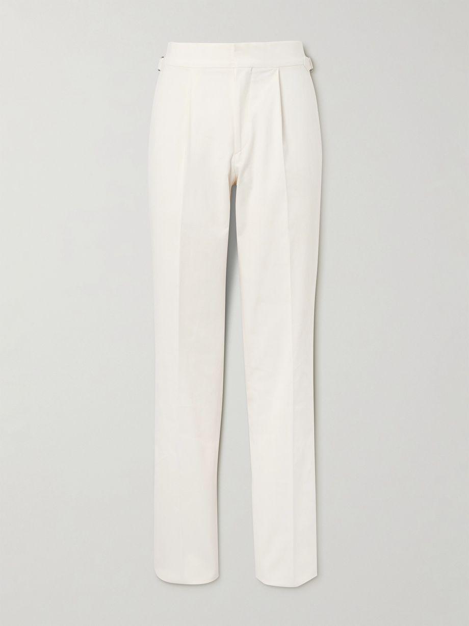 Slim-Fit Straight-Leg Pleated Cotton-Blend Twill Trousers by THOM SWEENEY