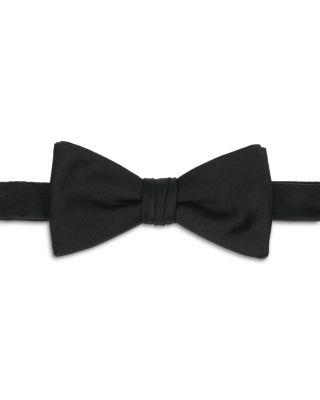 Black Satin Pre Tied Bow Tie by THOMAS PINK
