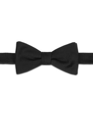 Black Satin Self Tie Bow Tie by THOMAS PINK