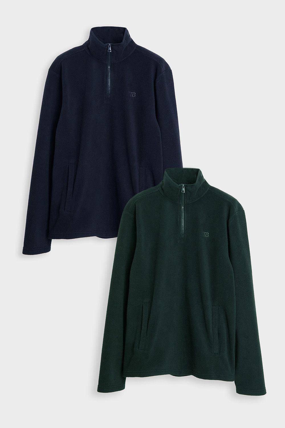 2 Pack Quarter Zip Microfleece Sweatshirts by THREADBARE