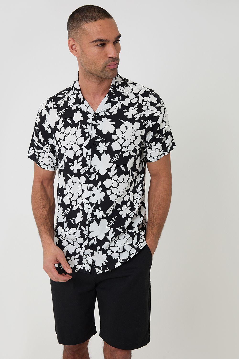 Abstract Floral Print Short Sleeve Shirt by THREADBARE