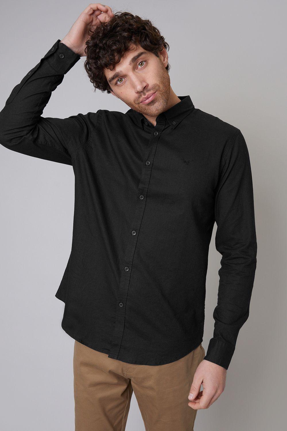 'Bale' Linen Blend Long Sleeve Shirt by THREADBARE