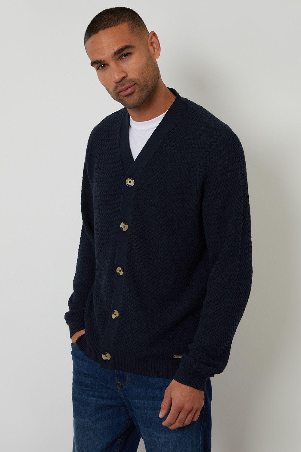 Basket Stitch V-neck Cardigan by THREADBARE