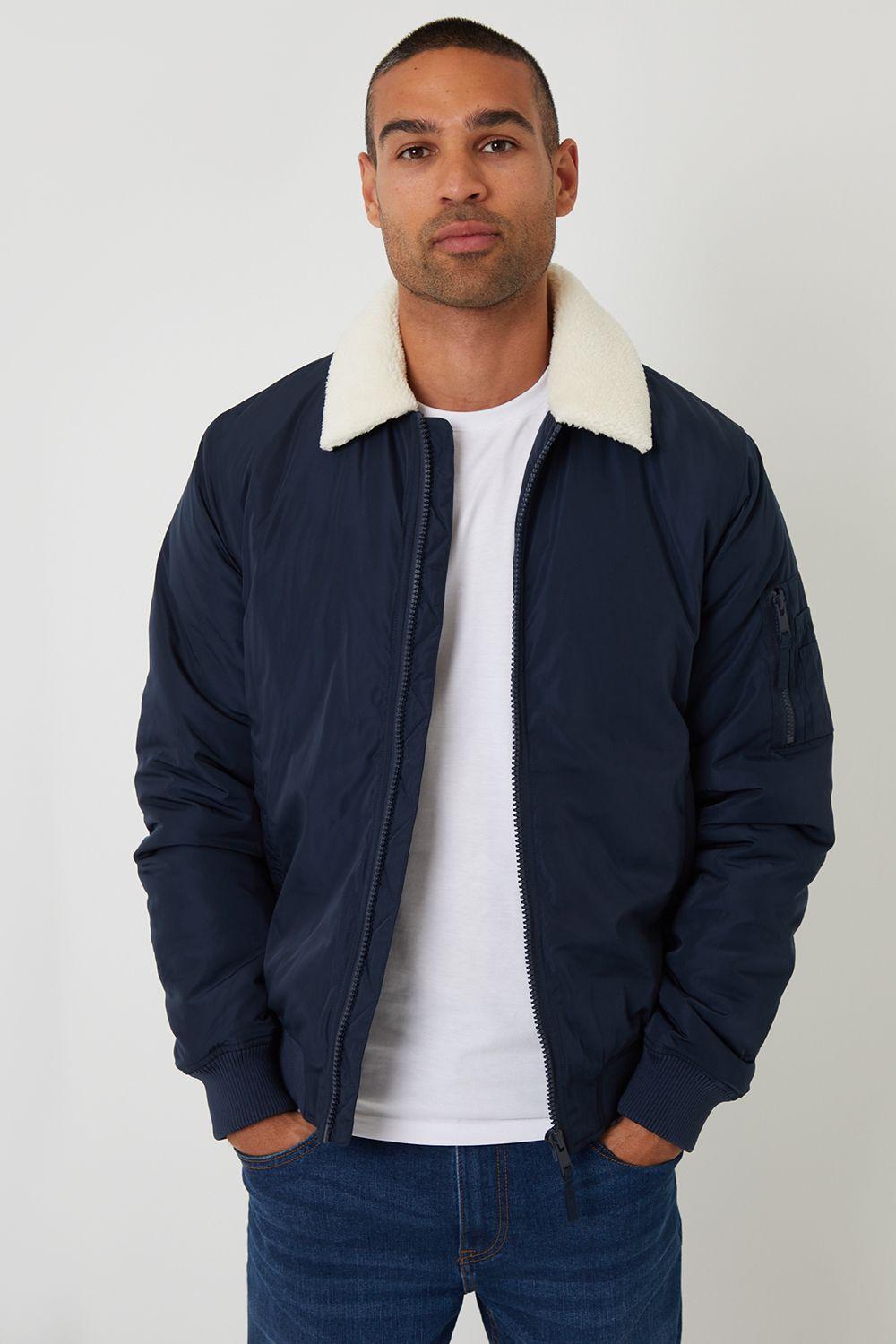 Borg Collar Bomber Jacket by THREADBARE