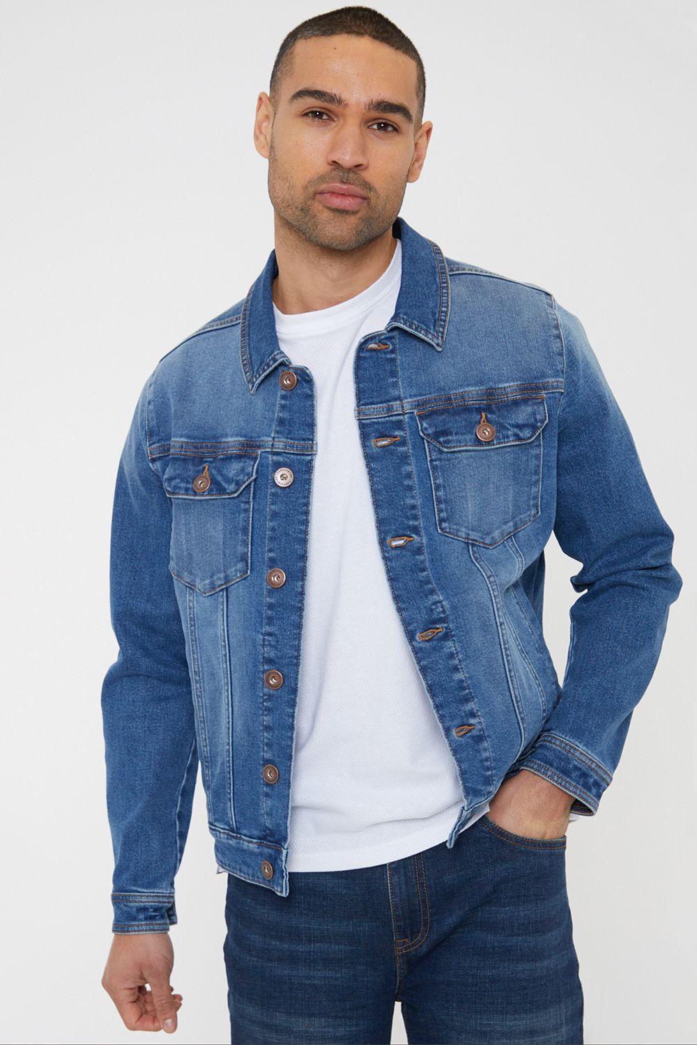 'Burnsall' Mid-Wash Denim Jacket by THREADBARE