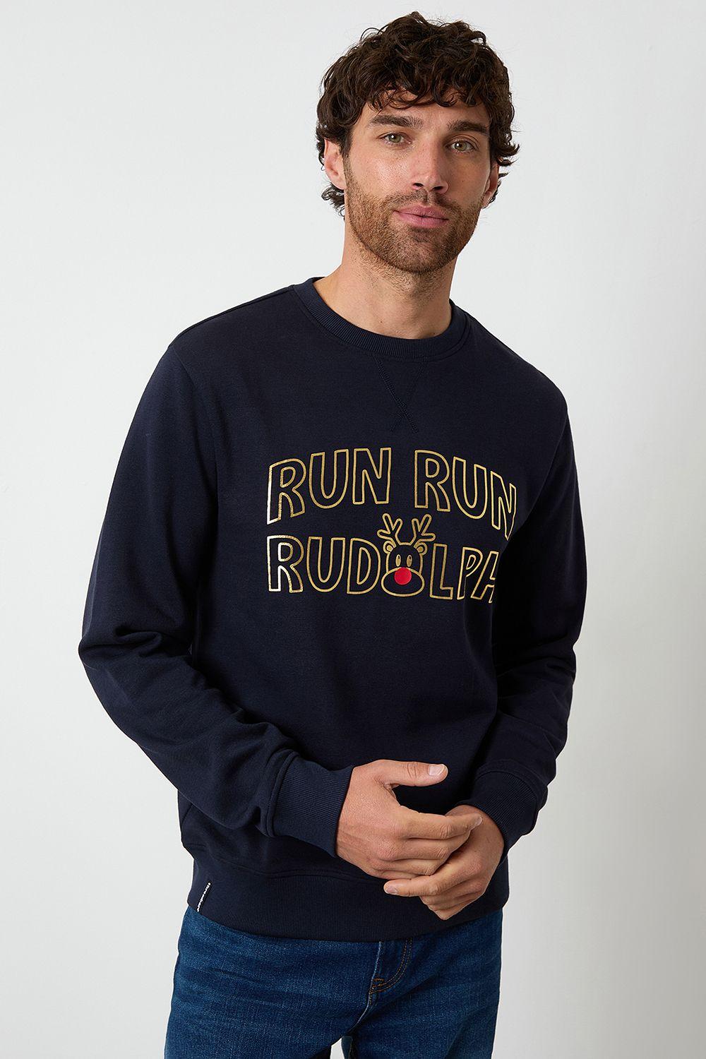 Christmas Graphic Print Crew Neck Sweatshirt by THREADBARE