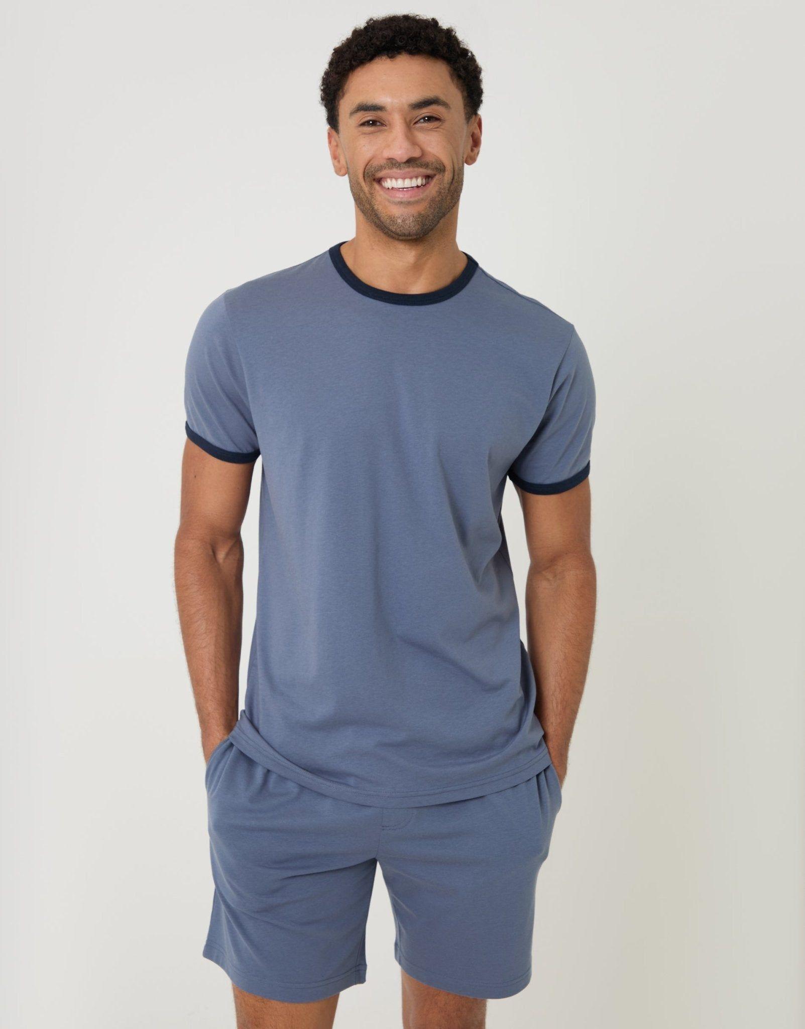 Contrast Binding Short Lounge Set by THREADBARE