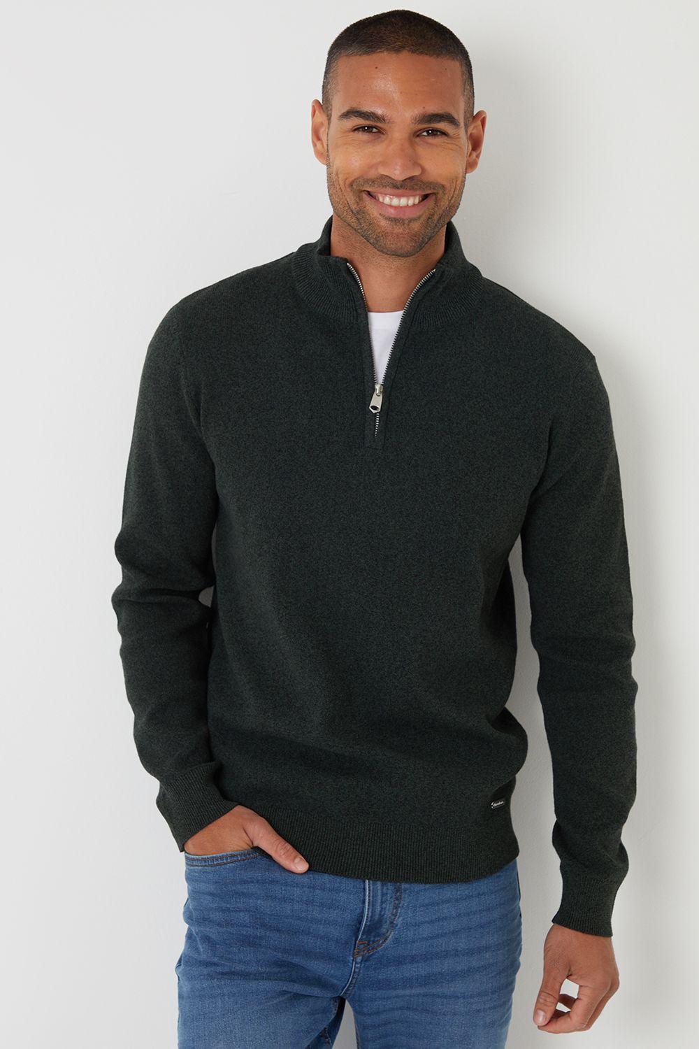 Cotton Blend Knitted Quarter Zip Jumper by THREADBARE