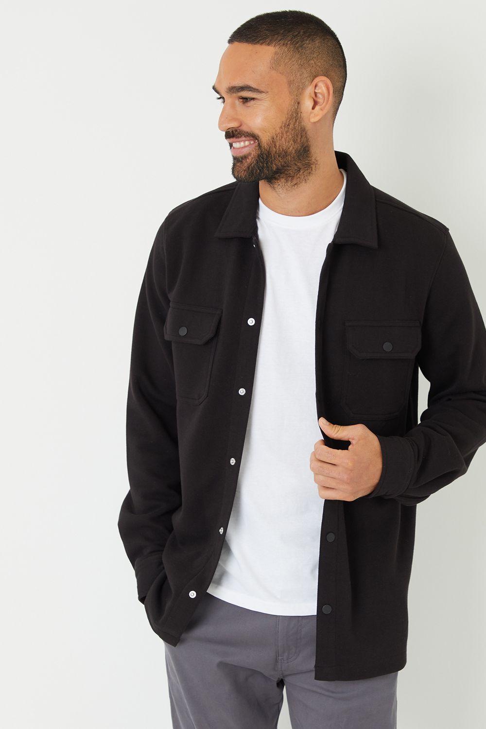 Cotton Blend Popper Fastening Pique Shacket by THREADBARE Cotton Blend Popper Fastening Pique Shacket by THREADBARE