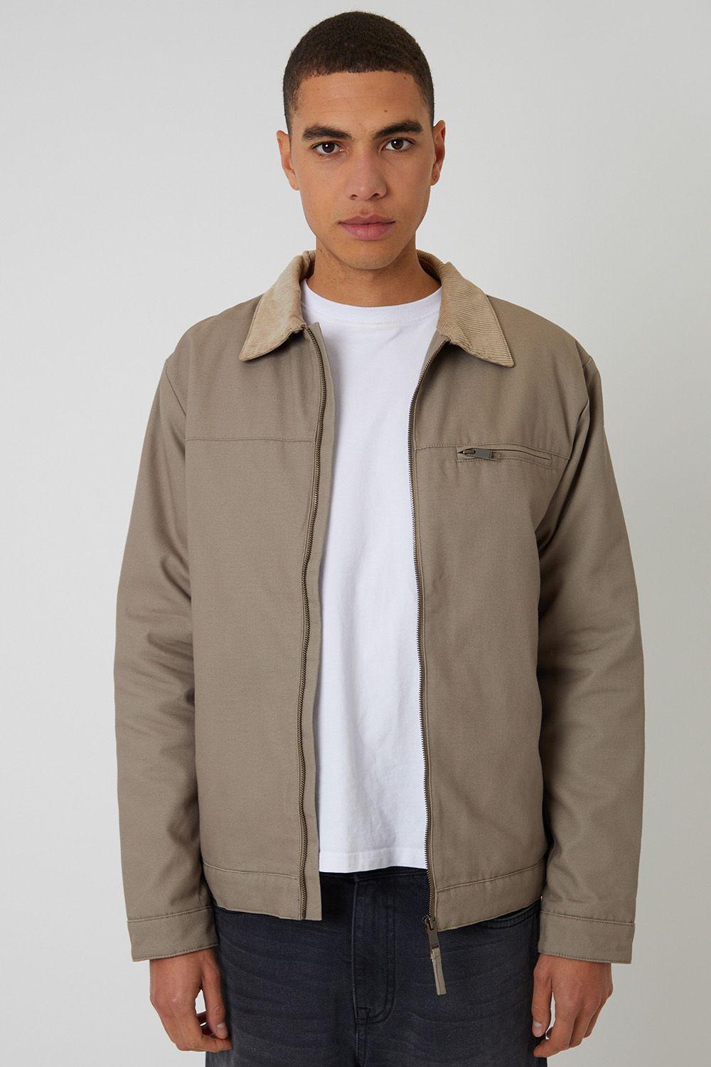 Cotton Canvas Jacket With Corduroy Collar by THREADBARE