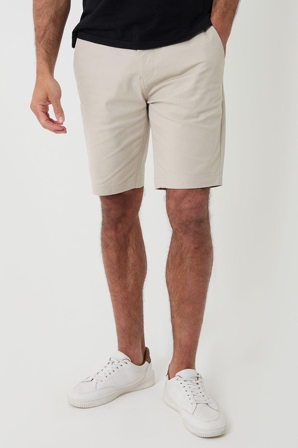 Cotton Chino Shorts with Woven Belt by THREADBARE