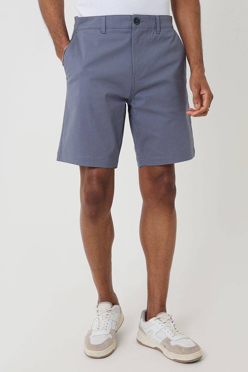 Cotton Regular Fit Stretch Chino Shorts by THREADBARE