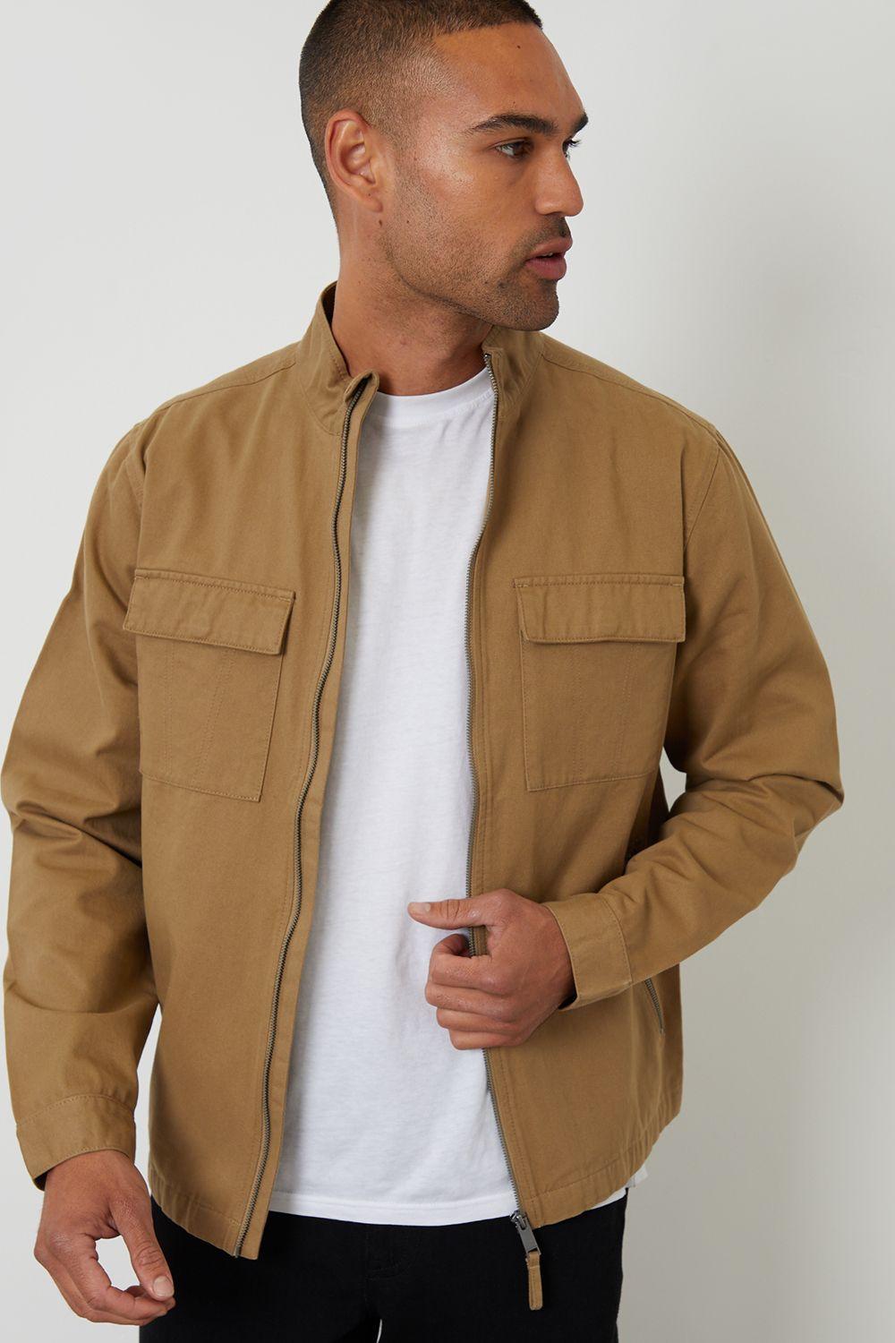 Cotton Twill Lightweight Funnel Neck Jacket by THREADBARE Cotton Twill Lightweight Funnel Neck Jacket by THREADBARE