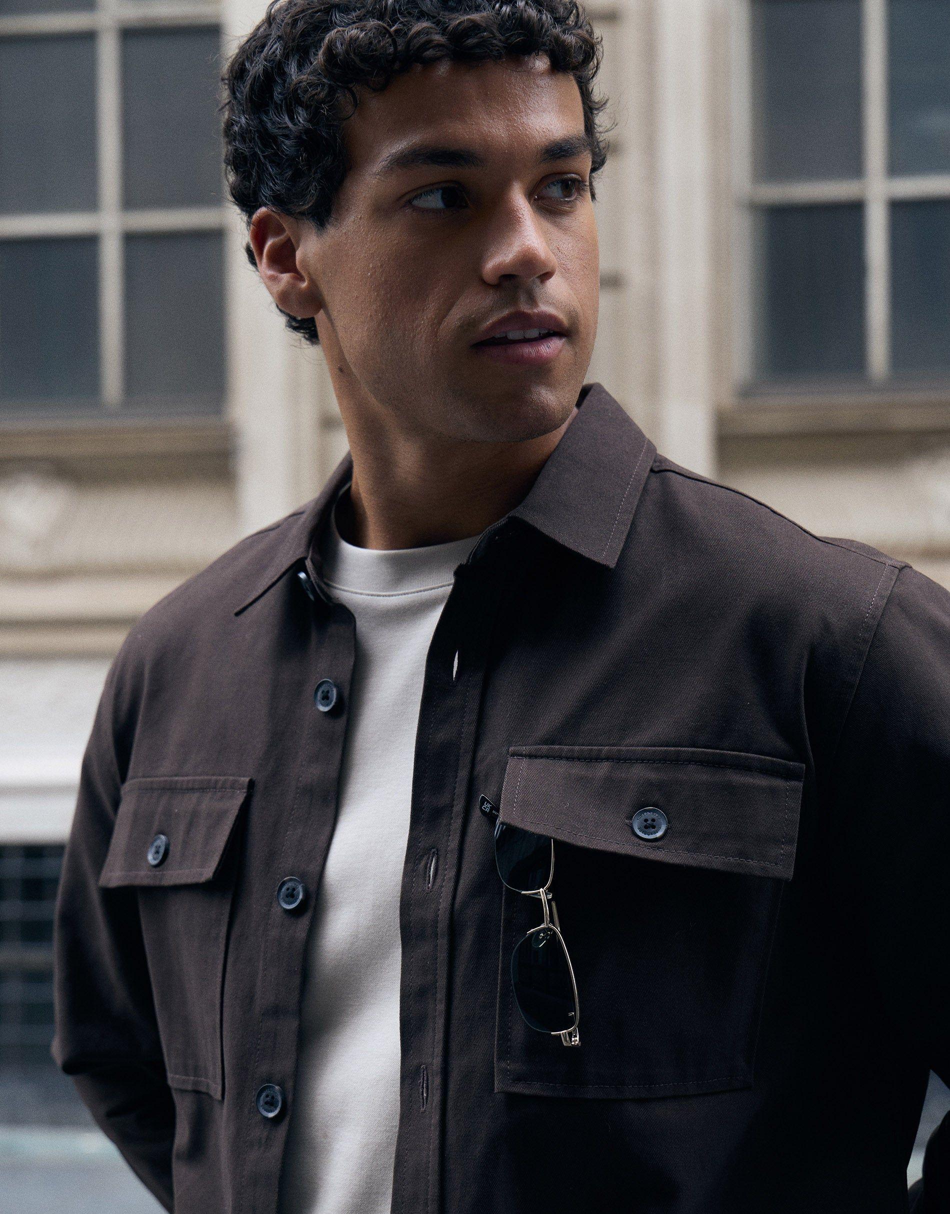 Cotton Twill Shacket with Pockets by THREADBARE