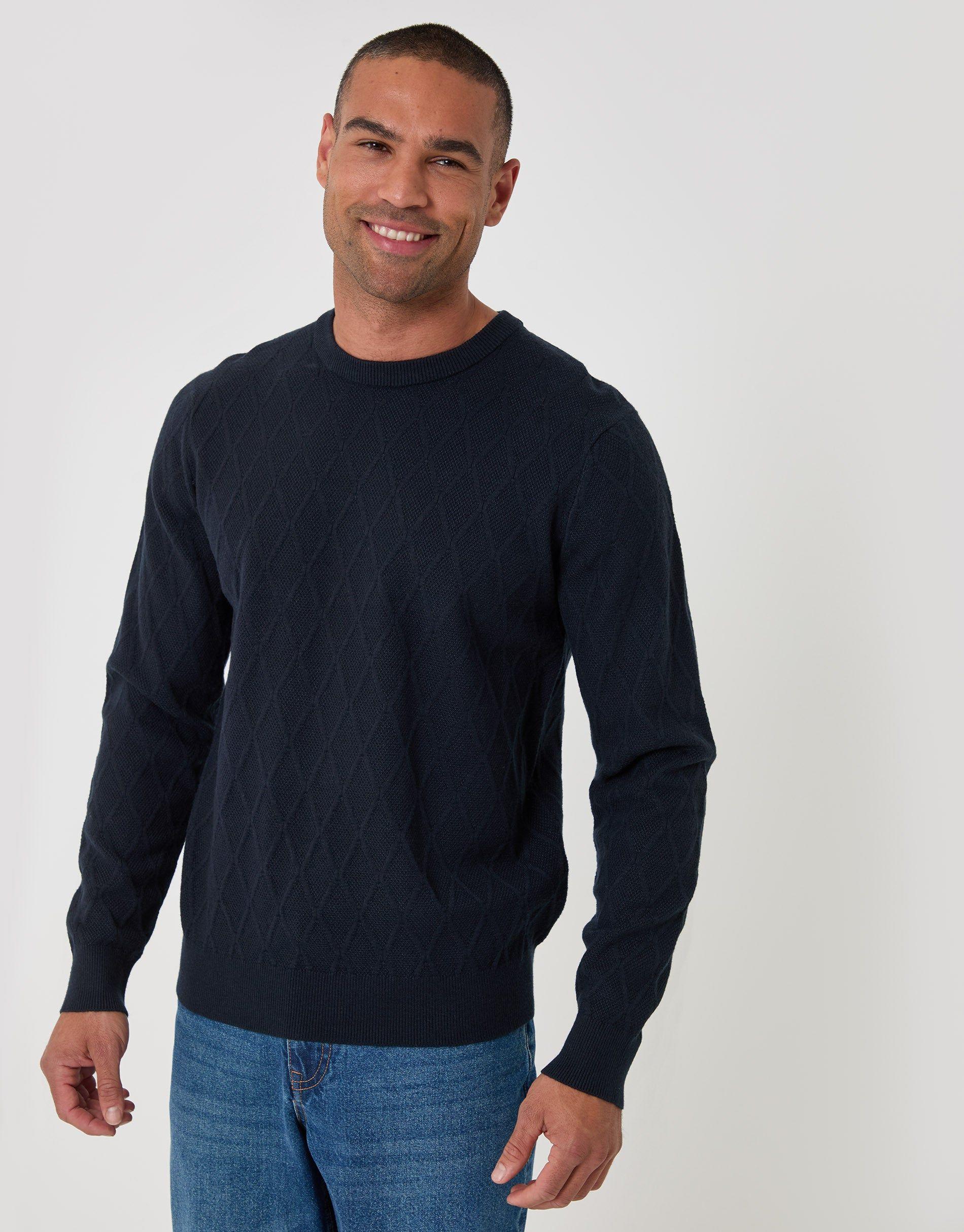 Diamond Textured Crew Neck Jumper by THREADBARE
