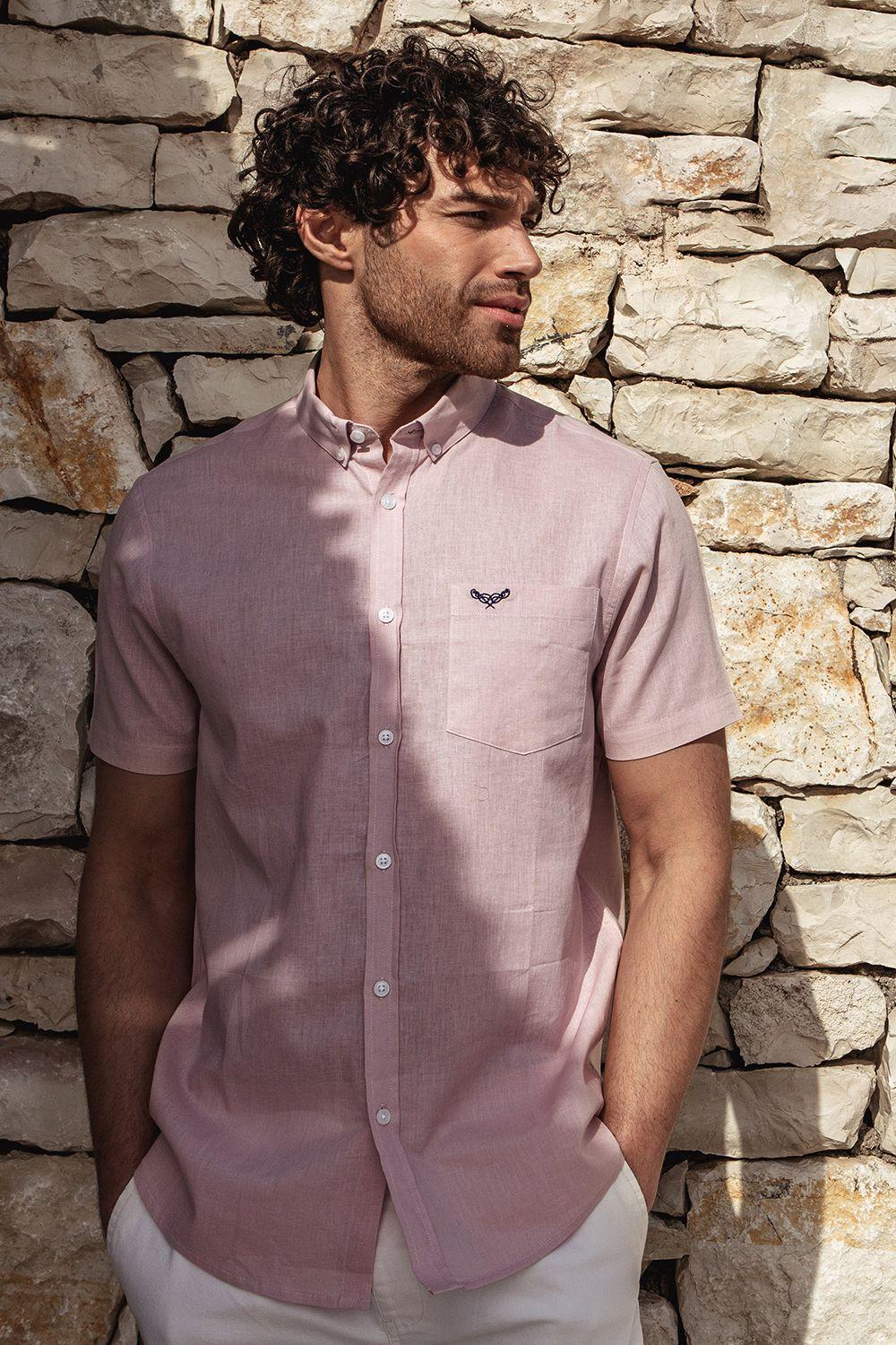 'Dragon' Cotton-Linen Blend Short-Sleeve Shirt by THREADBARE