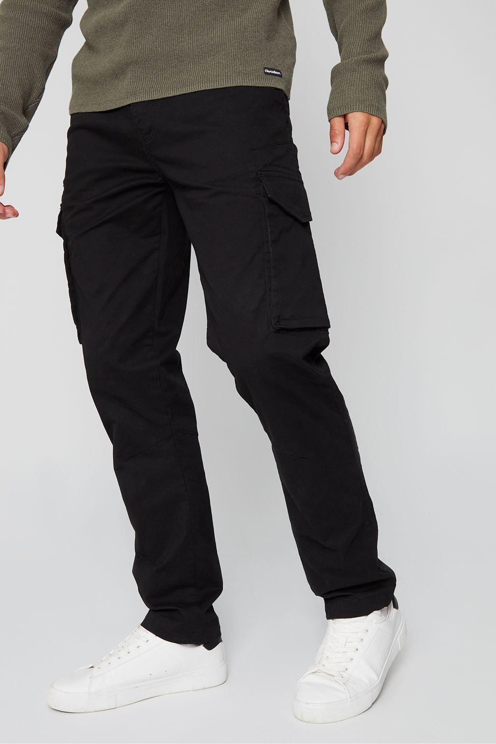 'Drill' Cotton Cargo Trousers With Stretch by THREADBARE