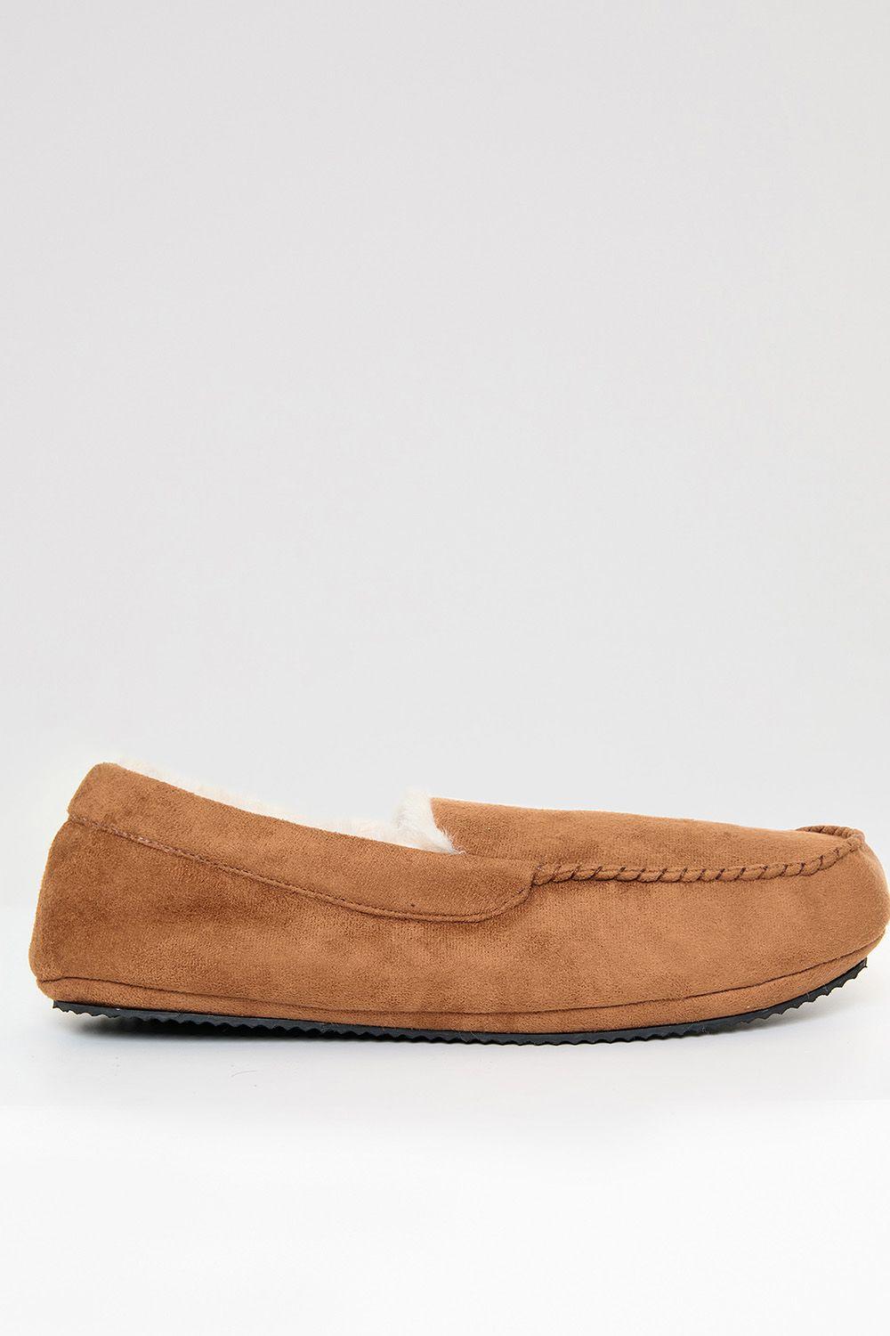 Faux Suede Faux Fur Lined Moccasin Slippers by THREADBARE