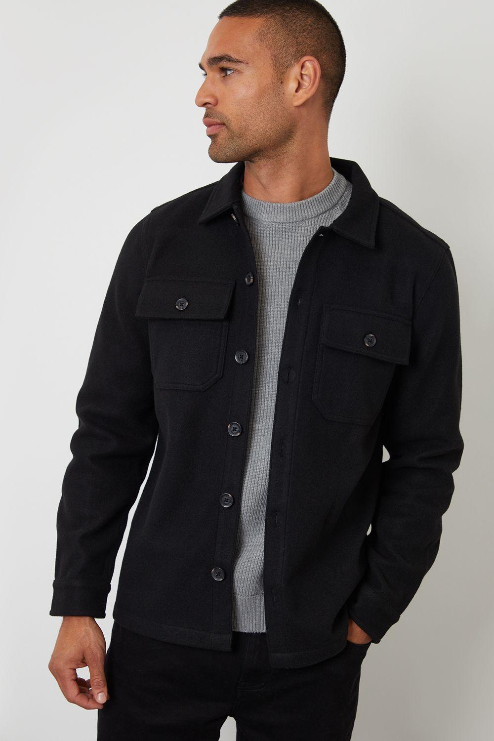 Faux Wool Button Up Shacket by THREADBARE